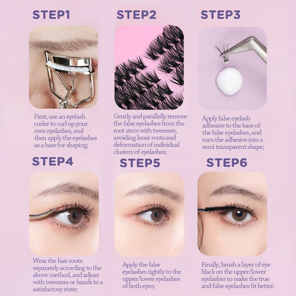 Eyelash Extension Natural Look - 12줄 내추럴 룩 인조 속눈썹, 위스피