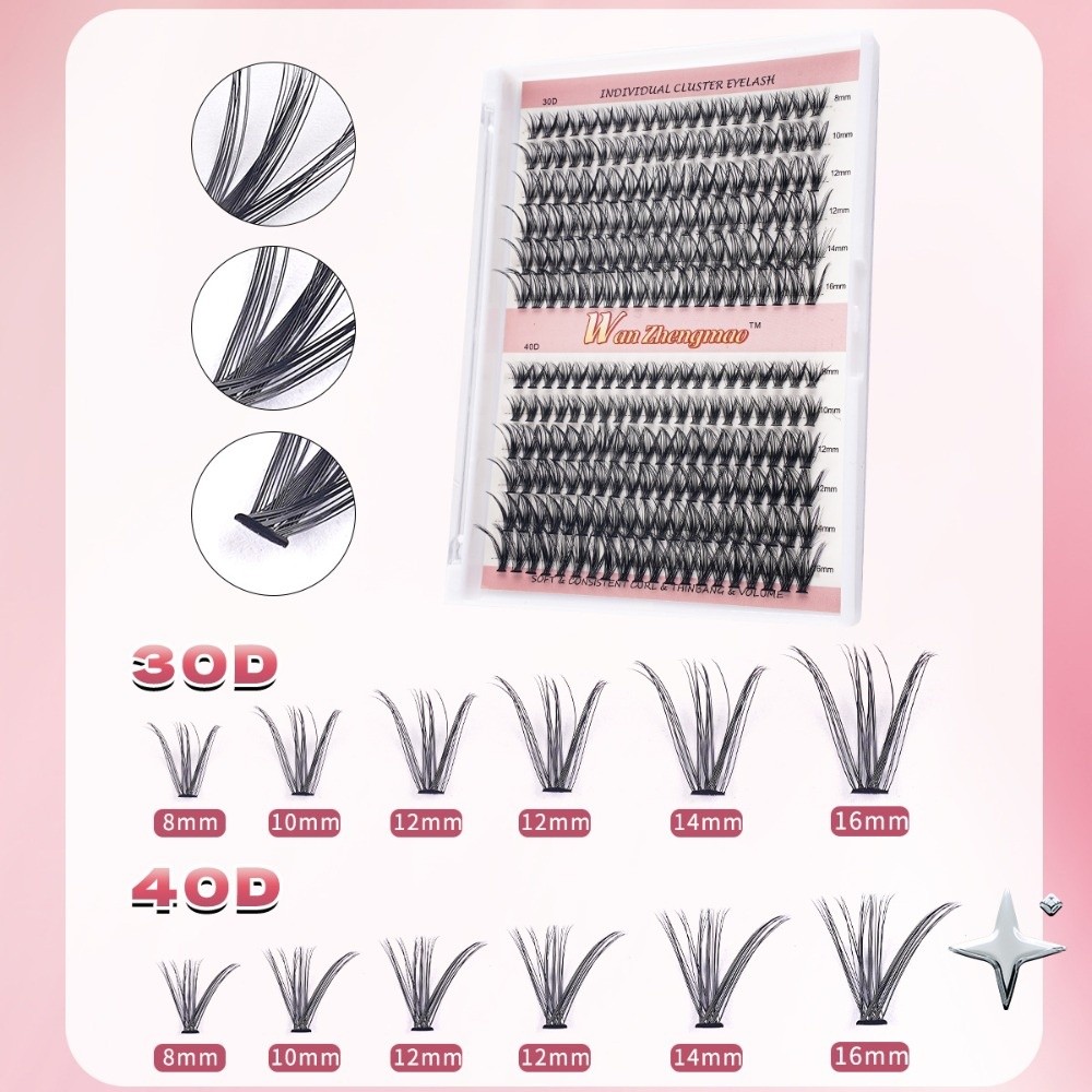 Eyelash Extension Natural Look - 8-16mm 길이의 인조 속눈썹 본드 및