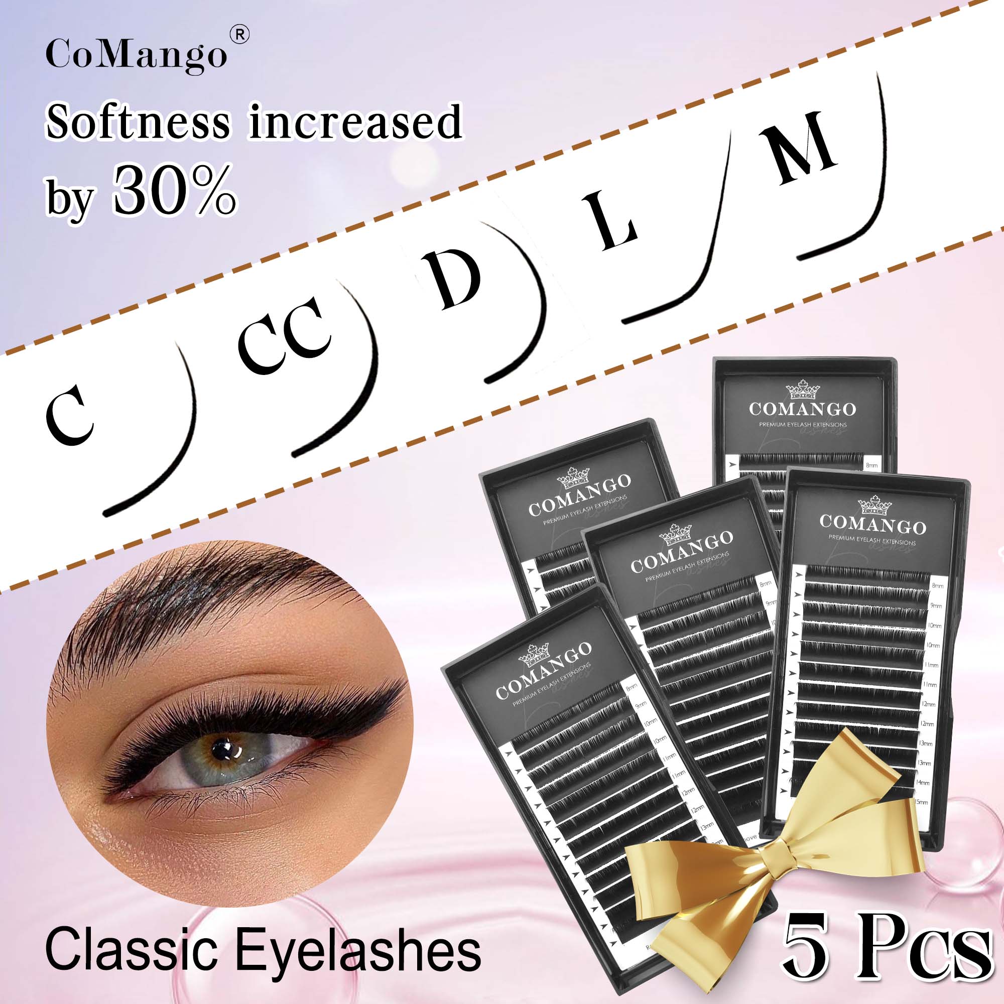 Eyelash Extension Natural Classic - 5개입 새롭게 업그레이드된 클래식 개별 속눈썹